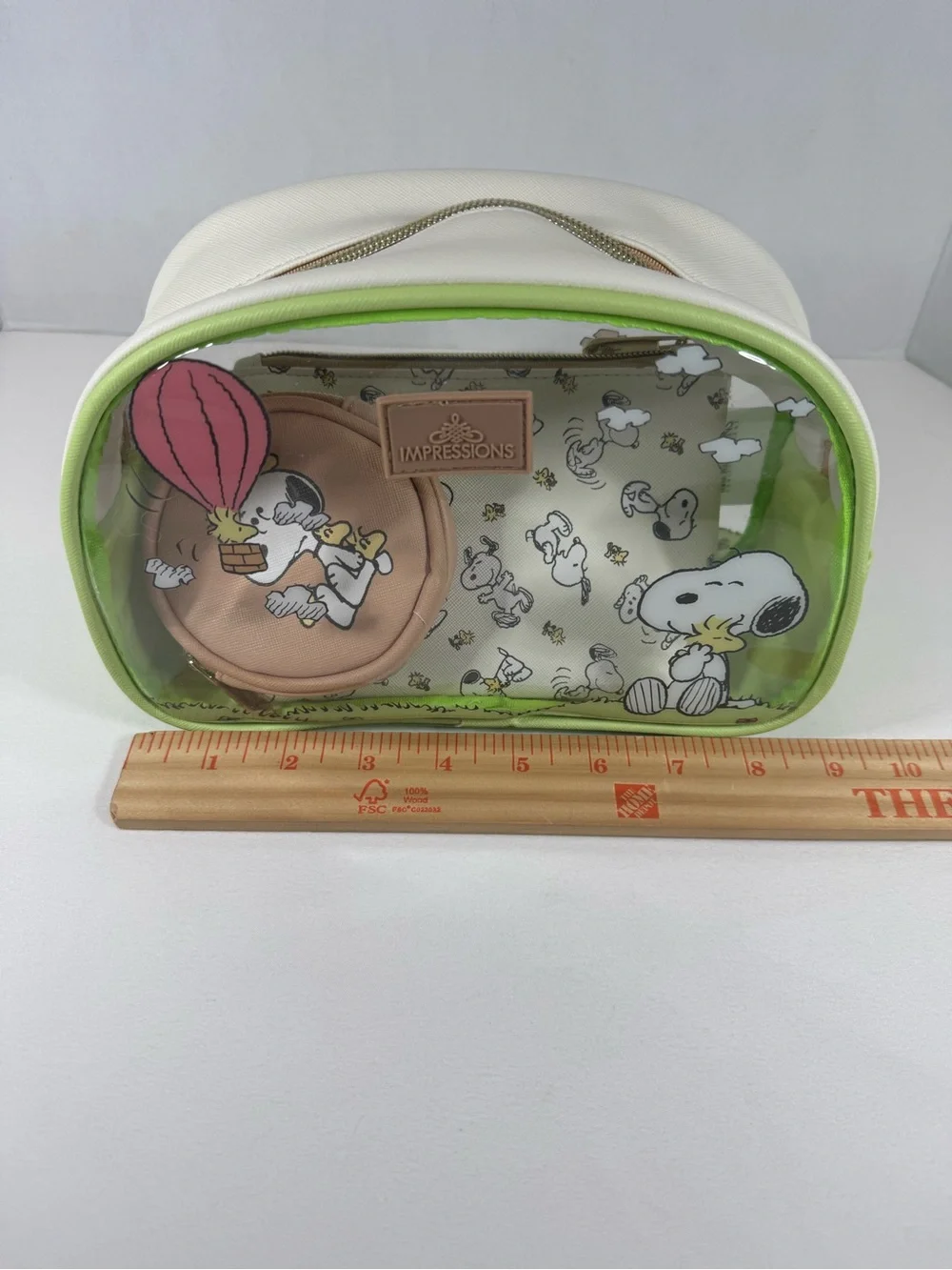 Impressions Vanity Peanuts Snoopy 3-Piece Makeup Bag Travel Pouch Set - Unused!